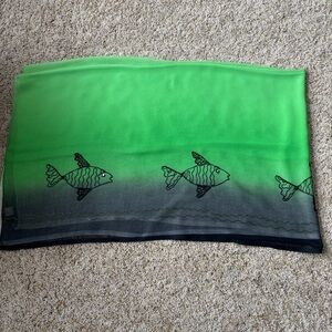 Cleopatra Green Embroidered Fish Scarf
